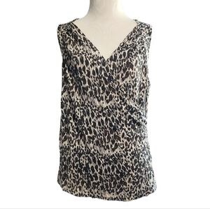 Ann Taylor Brown and Cream Sleeveless Top Size XL